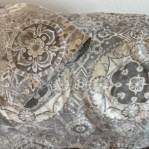 POTTERY BARN Jacolyn ? DUVET COVER F/Q 2 STD SHAMS, GREY/WHITE SPARE BR DISPLAY